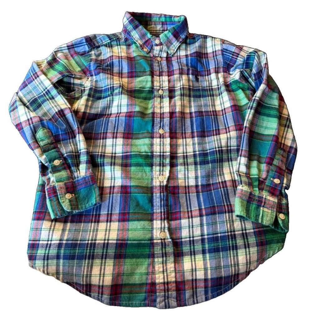 Polo Ralph Lauren Boys size 7 Multicolor Plaid Button Down Shirt Holiday Christm